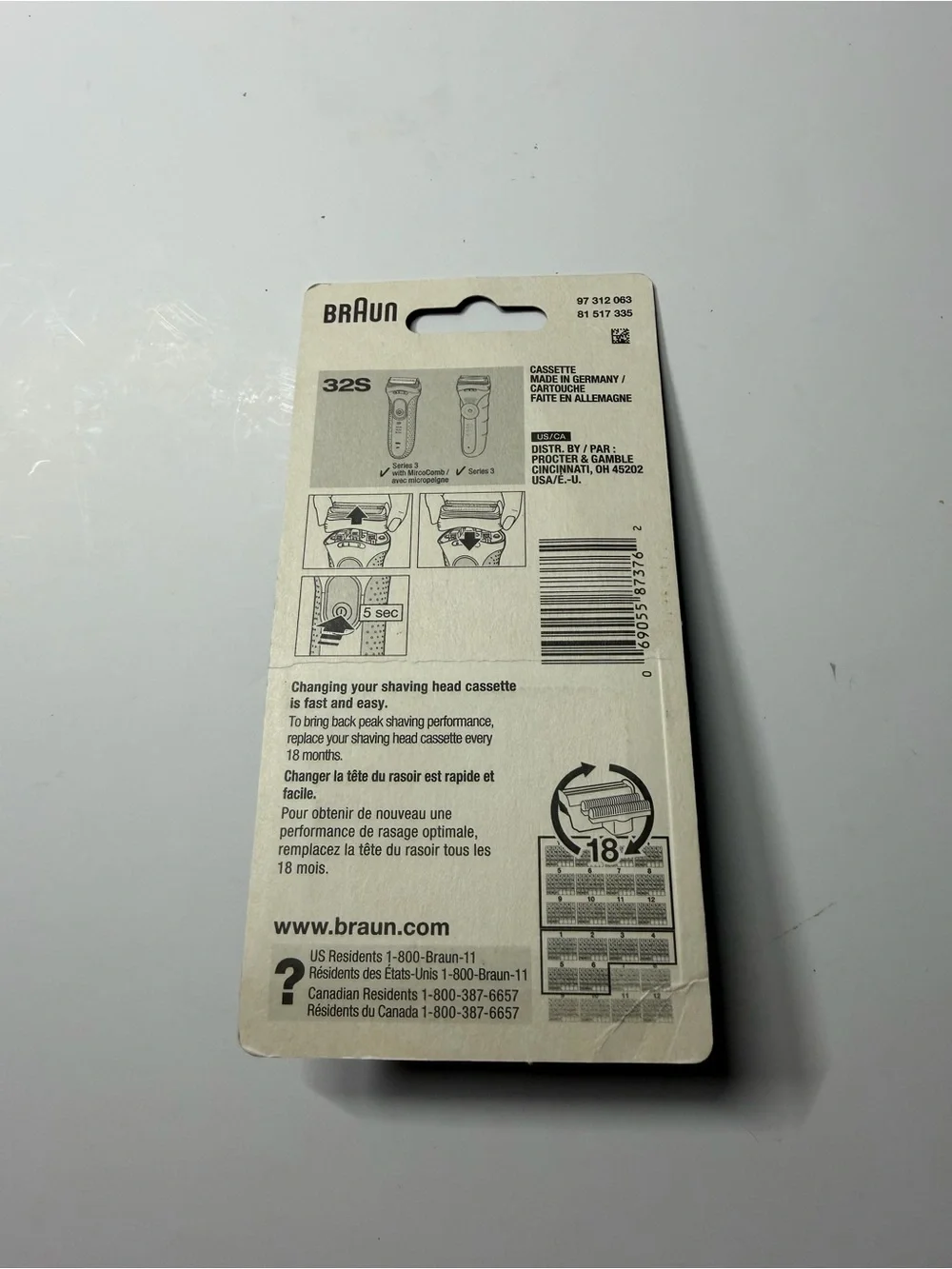 BRAUN 32S Replacement Foil Head Cutter Blades Shaver Razor Cassette Series 3 NEW